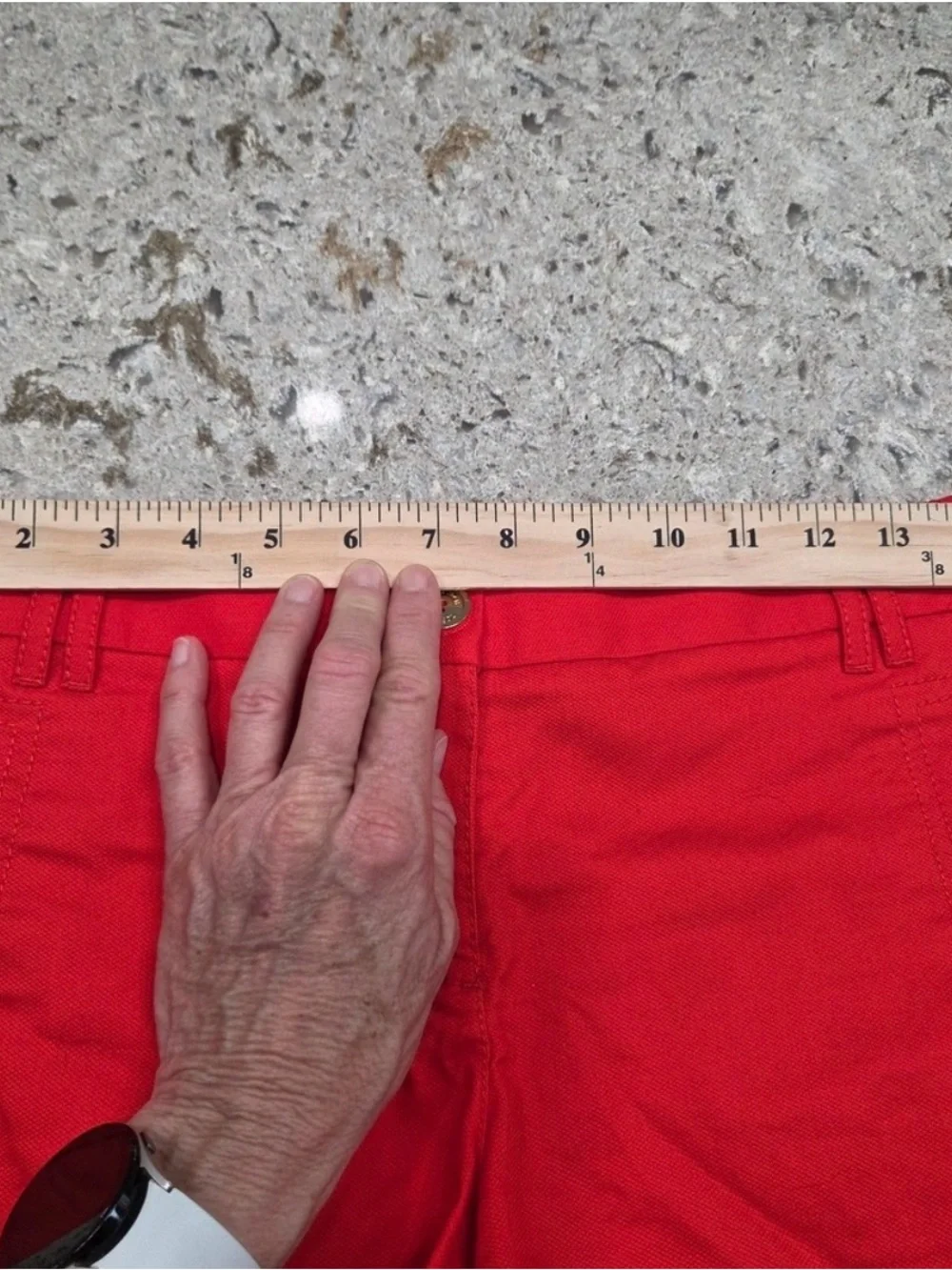 Tory Burch Orange/Red Bright Cotton Shorts‎ Gold Logo Button Size 4